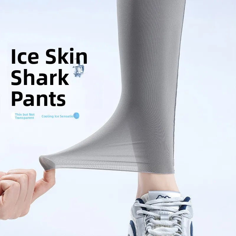 Ultra-Thin Ice-Silk High-Waist Comfortable Yoga Pants Breathable Stretchy Sharkskin Summer Outerwear Women's Clothing
