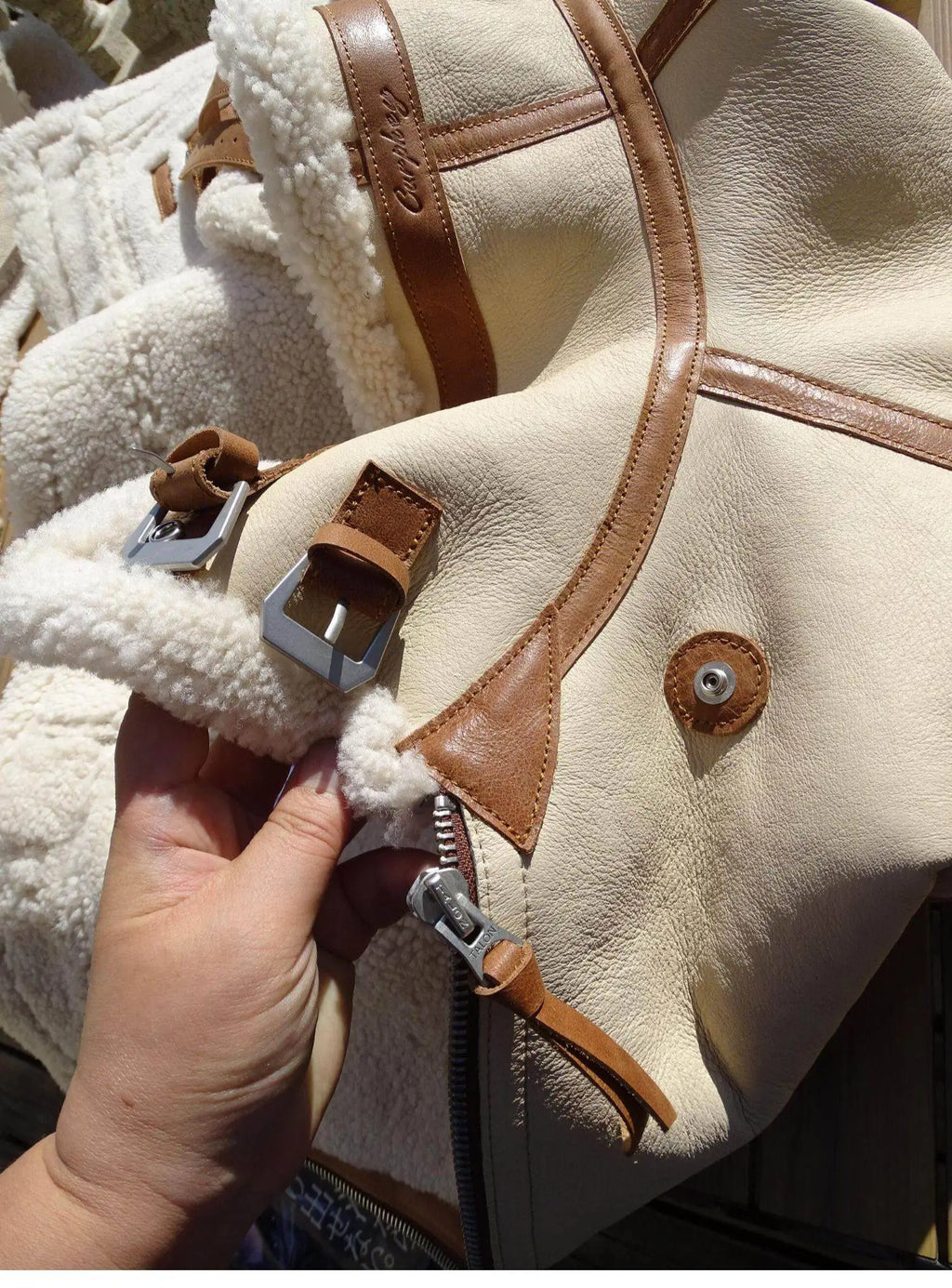 Beige White Winter Shearling Jacket Men Retro Style Plus Size 5XL Real Natural Thick Sheepskin Turn-Down Collar B3 Bomber Coat