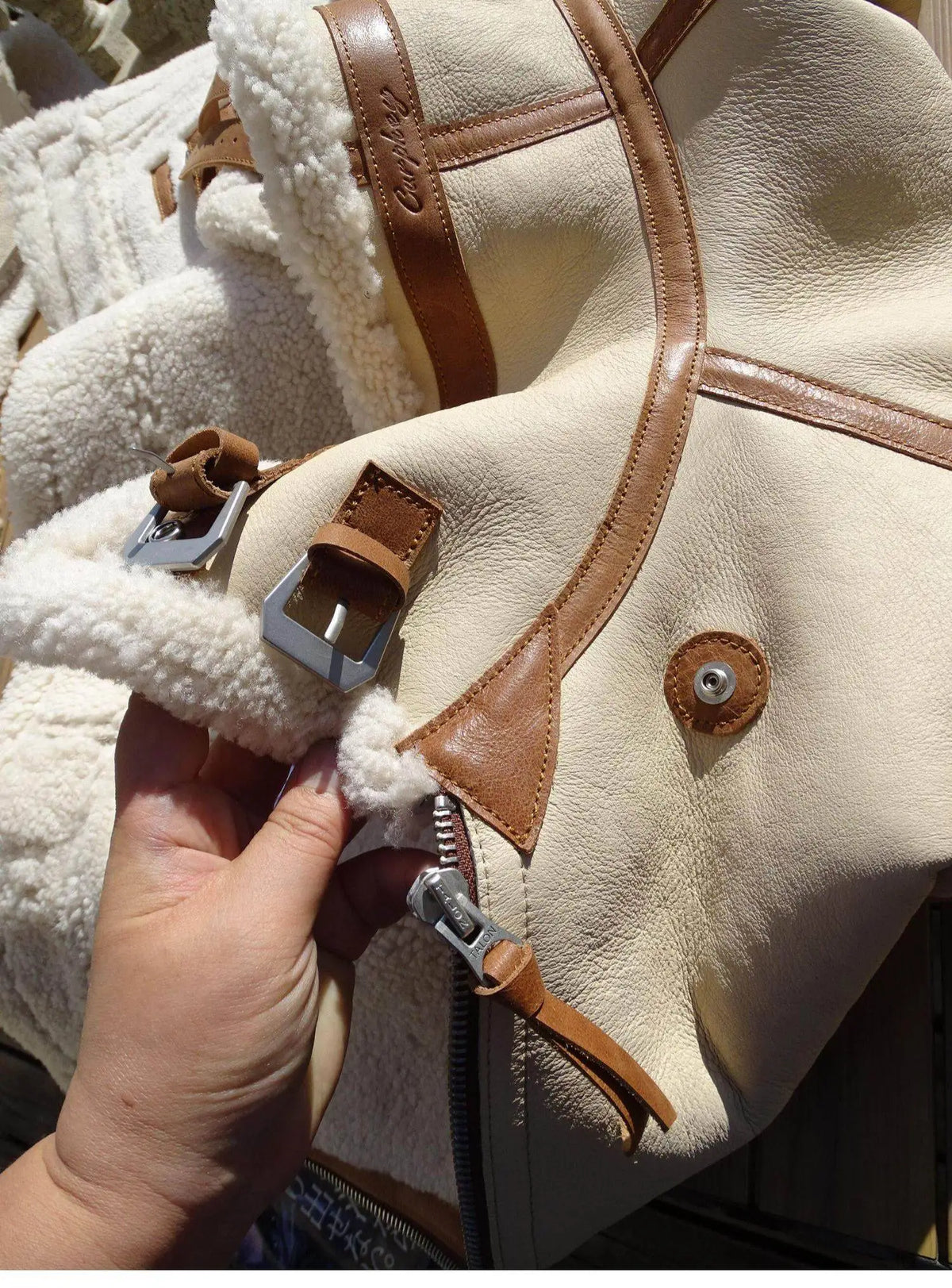 Beige White Winter Shearling Jacket Men Retro Style Plus Size 5XL Real Natural Thick Sheepskin Turn-Down Collar B3 Bomber Coat