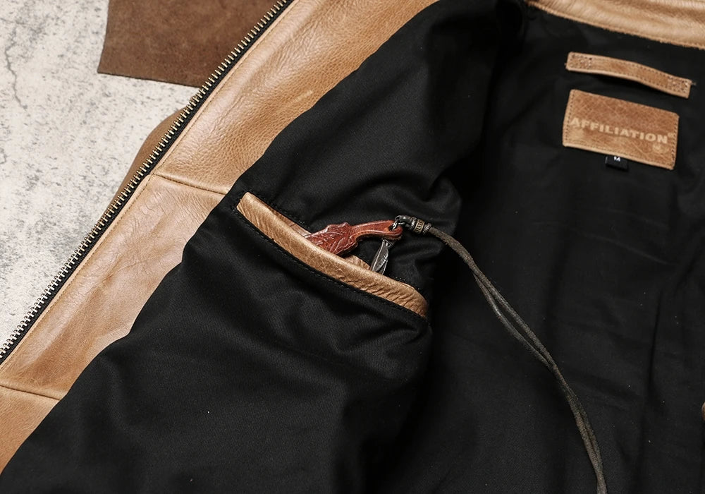 Light Brown Winter Leather Jacket Men Sprots Style Plus Size 5XL Genuine Natural Thick Cowhide Stand Collar Slim Leather Coat
