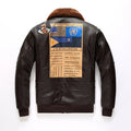 Dark Brown Pilot Leather Jacket Men Retro Style Genuine Natural Thick Cowhide Wool Collar Winter Military G1 Flight Coat