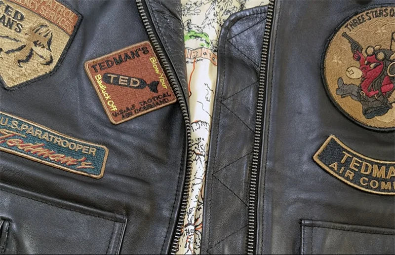Black Winter Leather Jacket Men Retro Style Europe Size Genuine Natural Thick Sheepskin Turn-Down Collar Military G1 Flight Coat