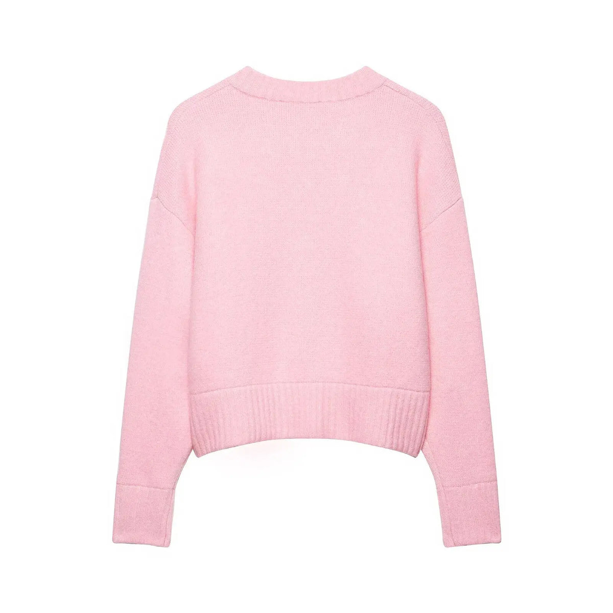 Loose Long Sleeve round Neck Knitted Sweater Women's Pure Color Single Button Autumn Winter New Style Comfortable Versatile K...