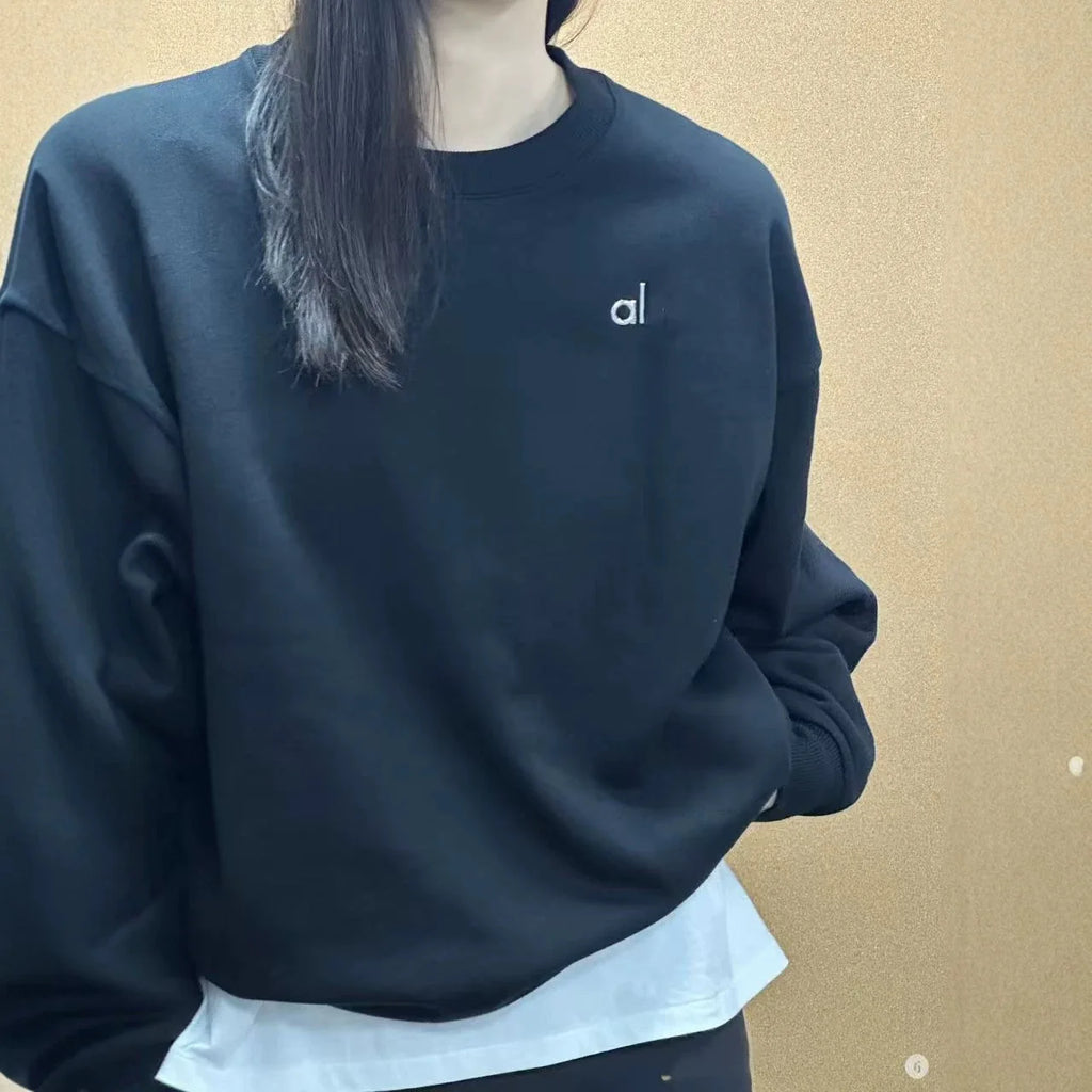 Pure Cotton Sweatshirt round Neck Casual Sporty Versatile Autumn Winter New Style Couple's Letter Print Comfortable Fit Hoodie