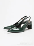 Elegant Pointed Toe Low Heel Chunky Heel Women's Sandals Fashionable New Arrival Simple Stylish Open Toe Pumps PU Lined