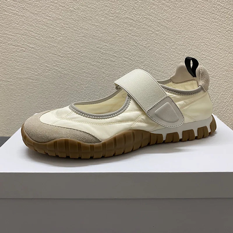 French Vintage Adhesive Outdoor Ballet Sports Shoes Women Thick Bottom Mary Janes Fashion Casual White Shoes round Toe Rubber...