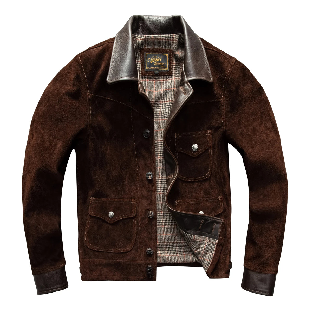Red Brown Winter Leather Jacket Men Retro Style Plus Size 6XL Genuine Natural Cow Suede Turn-Down Collar Single Breasted Coat