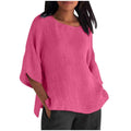 Hot Sale Of The Seasonwish Eaby Women's Cotton Linen Shirt round Neck Short Sleeve 25 Colors Casual Loose Fit Street Style Su...