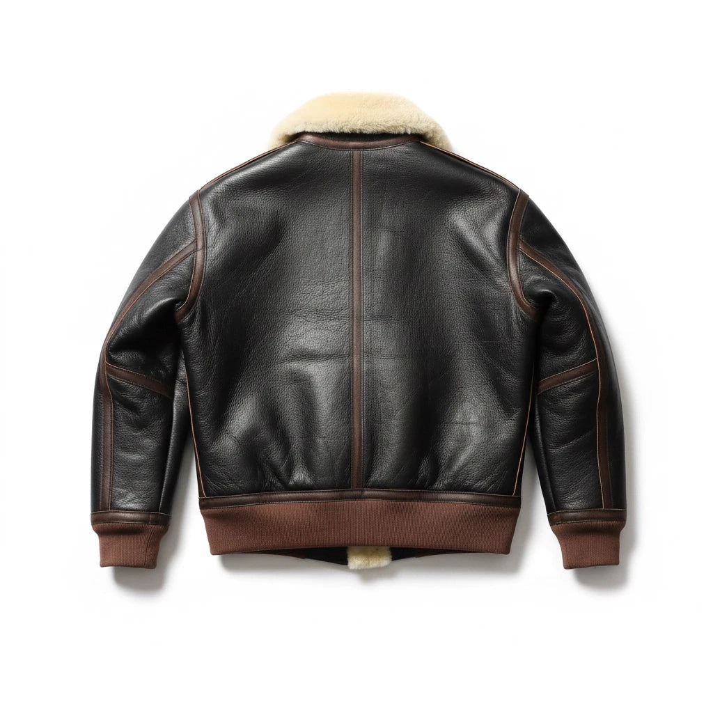 Black Winter Shearling Jacket Men Military Style Plus Size 4XL Genuine Natural Thick Sheepskin Turn-Down Collar A2 Flight Coat