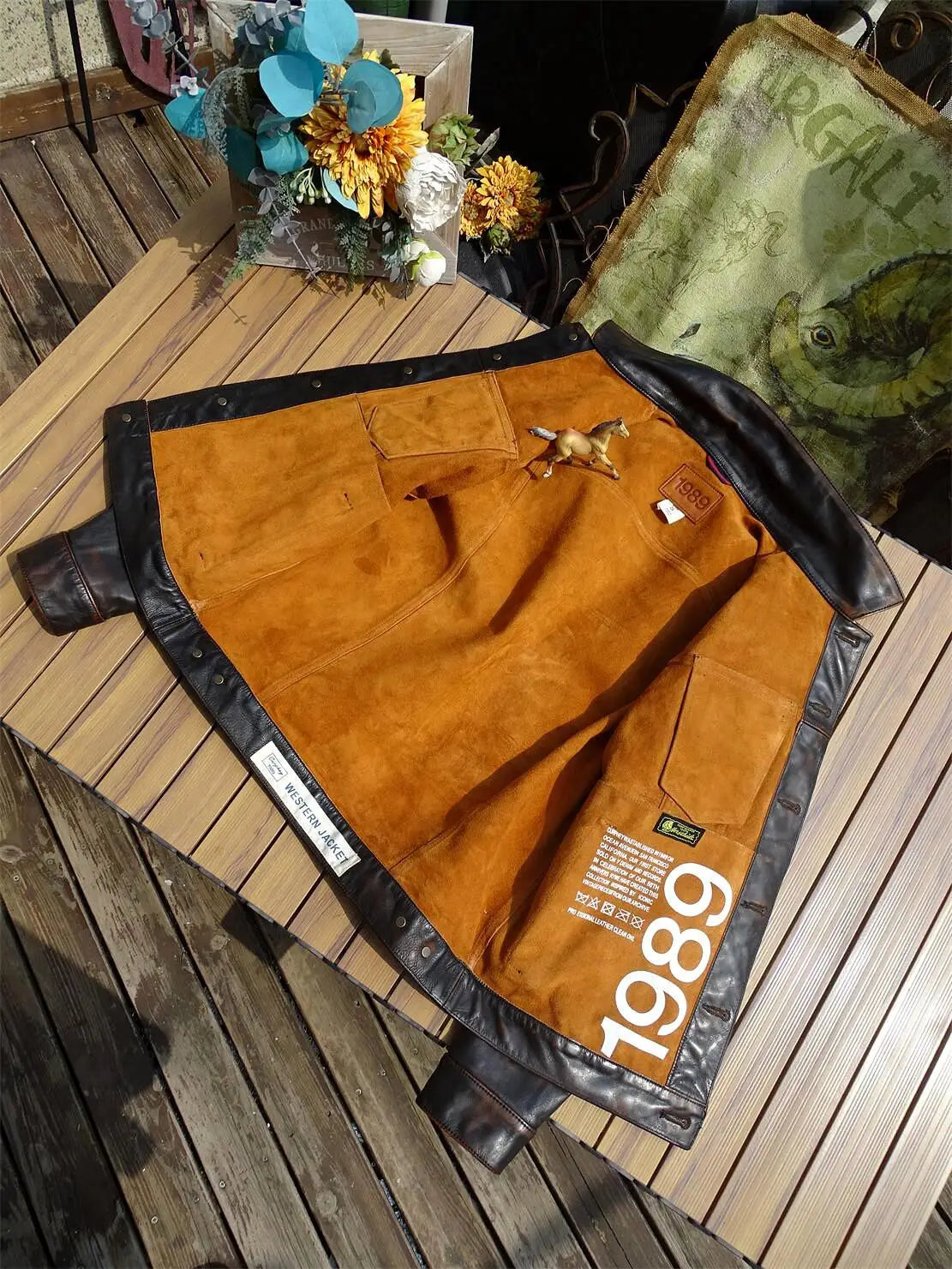 Retro Black Spring Leather Jacket Men Vintage Style American Size Genuine Natural Horsehide Single Breasted Denim Leather Coat