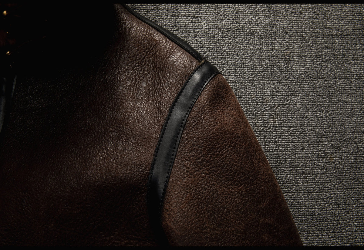 Brown Winter Shearling Jacket Men Retro Style Plus Size 5XL Genuine Natural Sheepskin Turn-Down Collar Thick Warm B3 Flight Coat