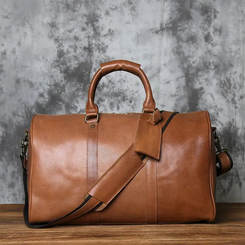 Retro Leather Men's Travel Bag Crazy-horse Leather Large-capacity Luggage Bag Top Layer Cowhide  Men Portable Diagonal Bag NZPJ