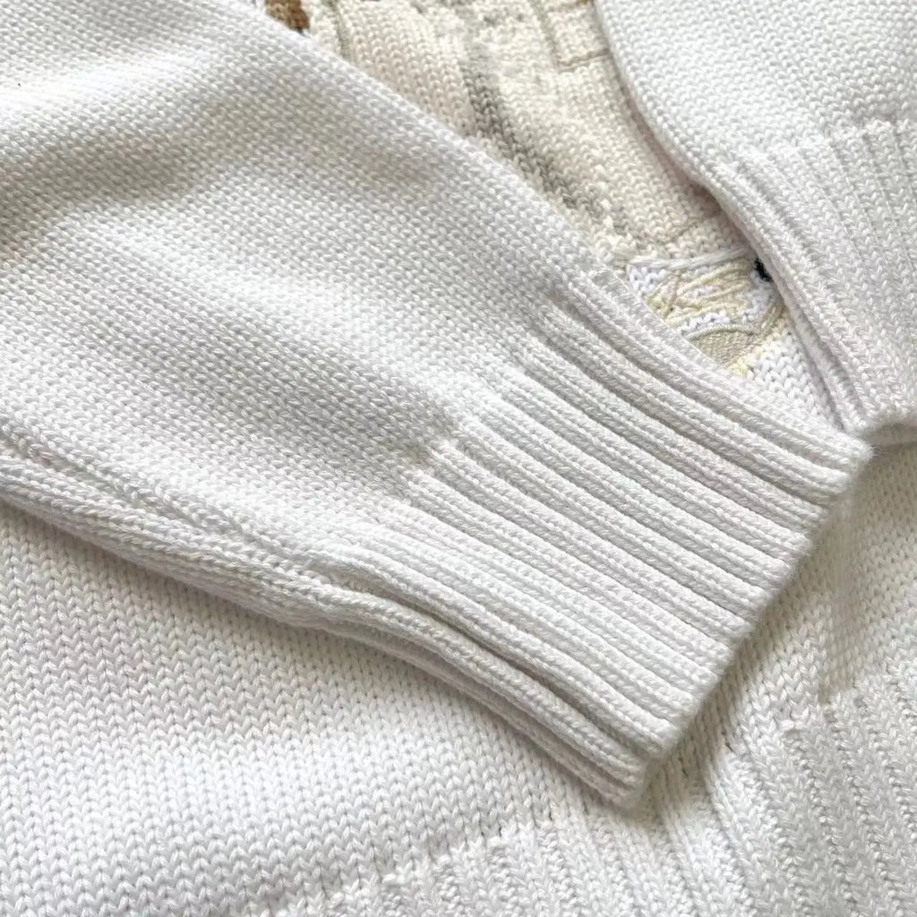 Loose Fit round Neck Knitwear Summer Women's Style Cotton Linen Blend Long Sleeve Casual Top Animal Pattern Embroidered