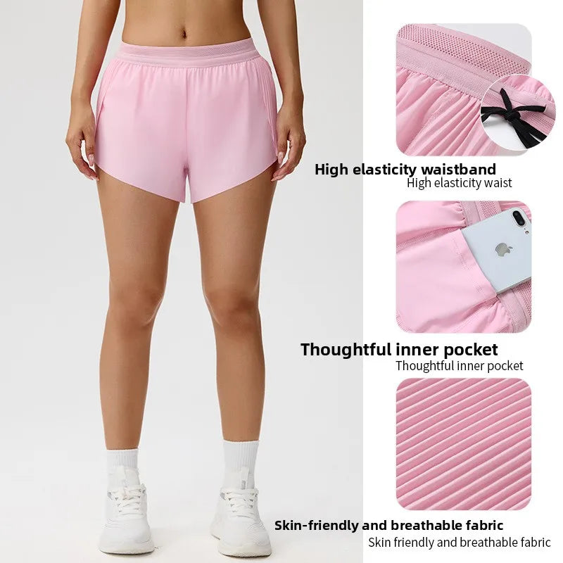 Cooling Mint Fitness Shorts Women's Three-quarter Length Tennis Yoga Pants Inner Lining Prevents Light Walking Show Fatigue R...