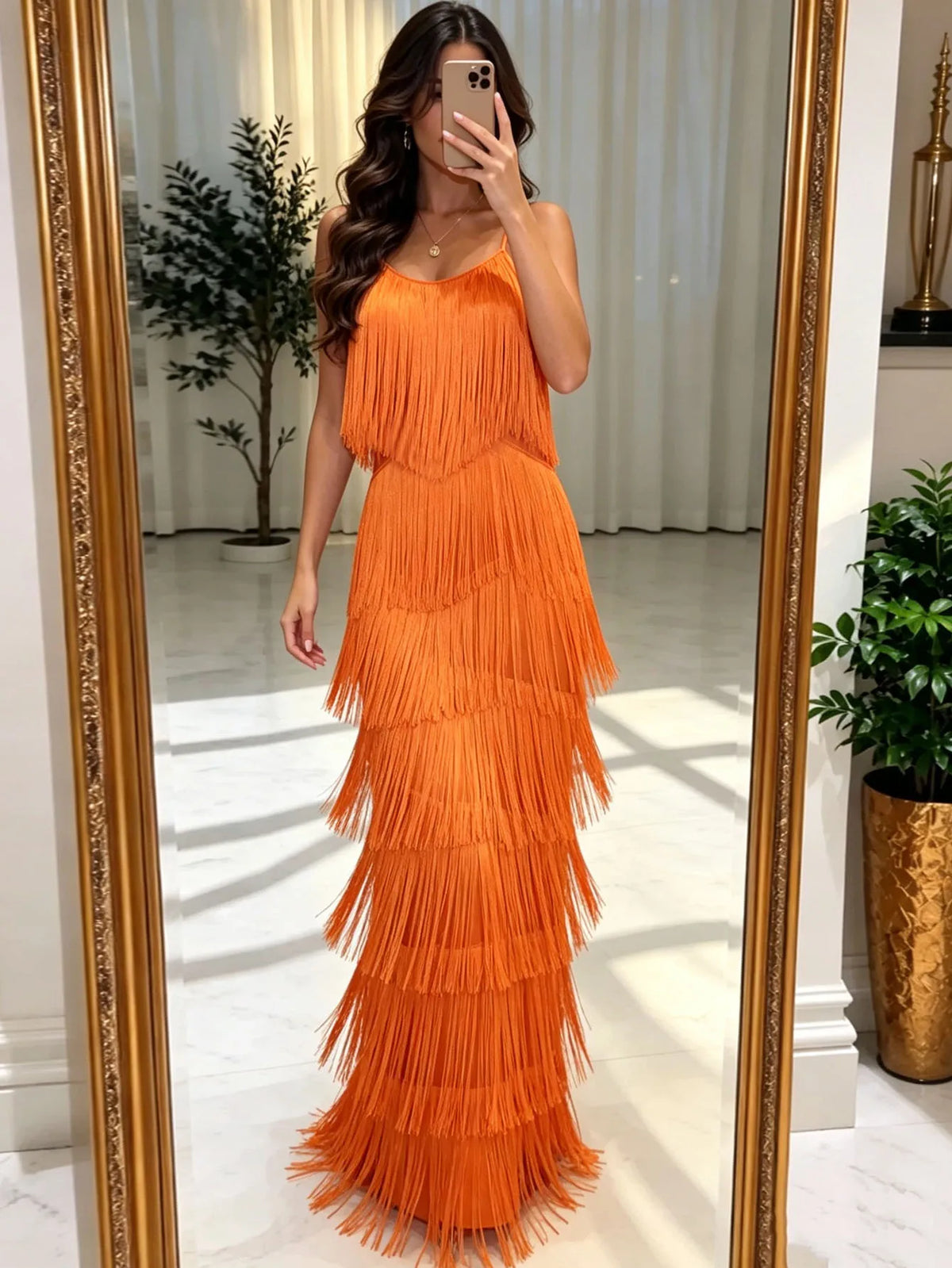 Long Sexy Evening Gown Women's Dress with Tassel Belt Polyester Fabric Sleeveless mid Waist Pure Color Ball Gown Skirt