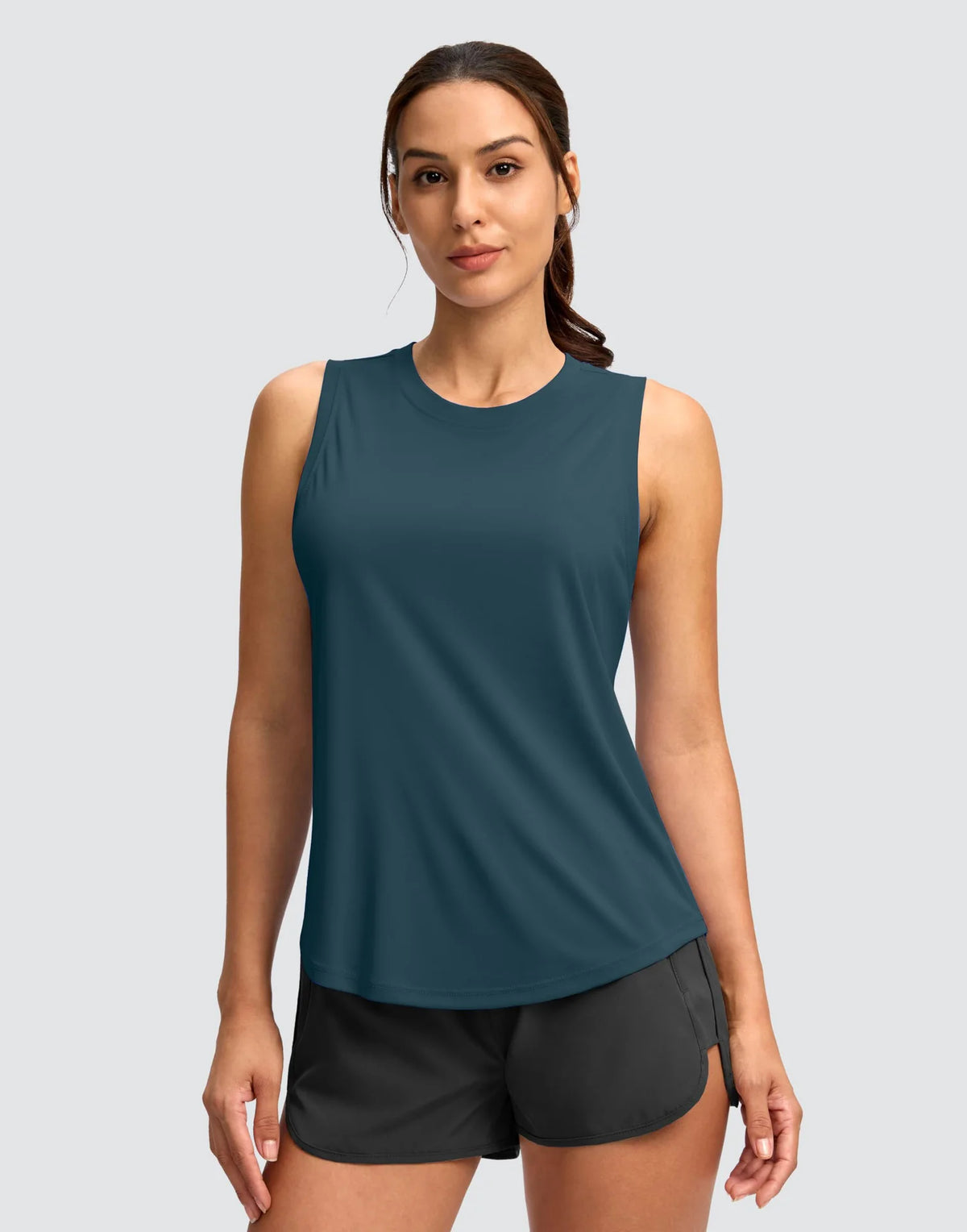 Women's Sleeveless Sports Top Quick Dry Breathable Running Vest Yoga Tennis Cross-Border Sports Tank Top Nylon Fabric