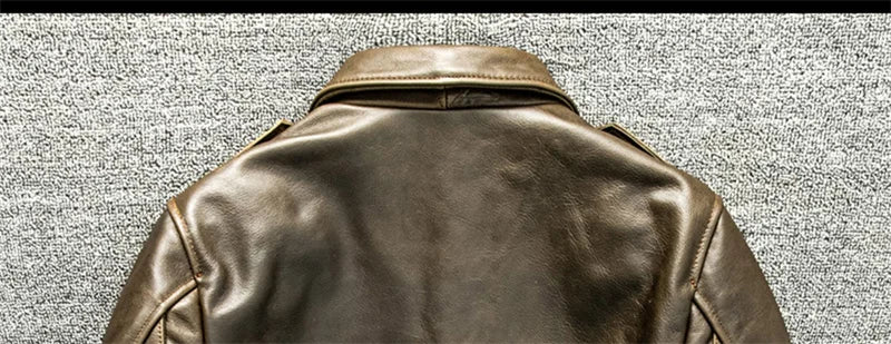 Light Green Autumn Leather Jacket Men Vintage Style Plus Size 4XL Genuine Natural Thick Cowhide Turn-Down Collar P37 Pilot Coat