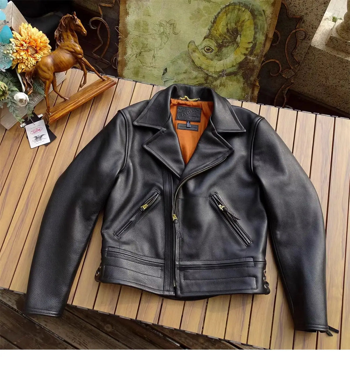 Black Winter Leather Jacket Men Sports Style Plus Size 5XL Genuine Natural Thick Cowhide Turn-Down Collar Mounted Police Coat