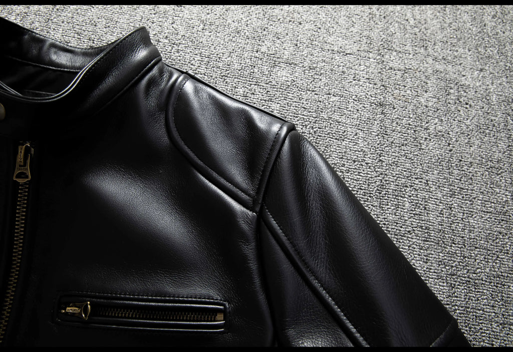 Black Autumn Leather Jacket Men Retro Style Plus Size 6XL Genuine Natural Cowhide Stand Collar J100 Motorcycle Sports Coat