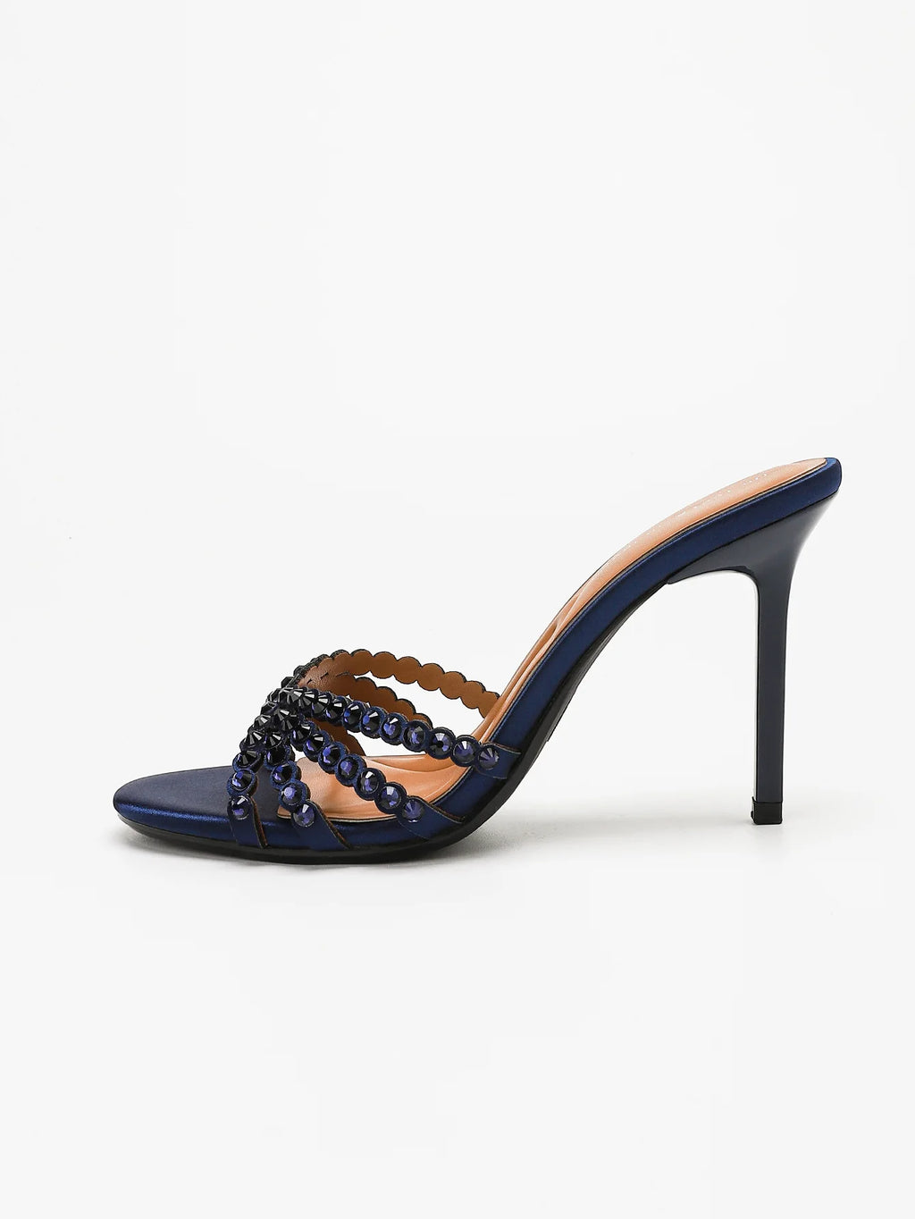 Fashionable Diamond Strap High Heels Sandals Women's Summer Party Shoes Fine Heel Versatile Elegant Ladies' Slip-On Slippers