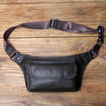 NZPJ Men's Genuine Leather Waist Bag First Layer Leather Casual Chest Bag Soft Leather One-shoulder Crossbody Bag Man Belt Pouch