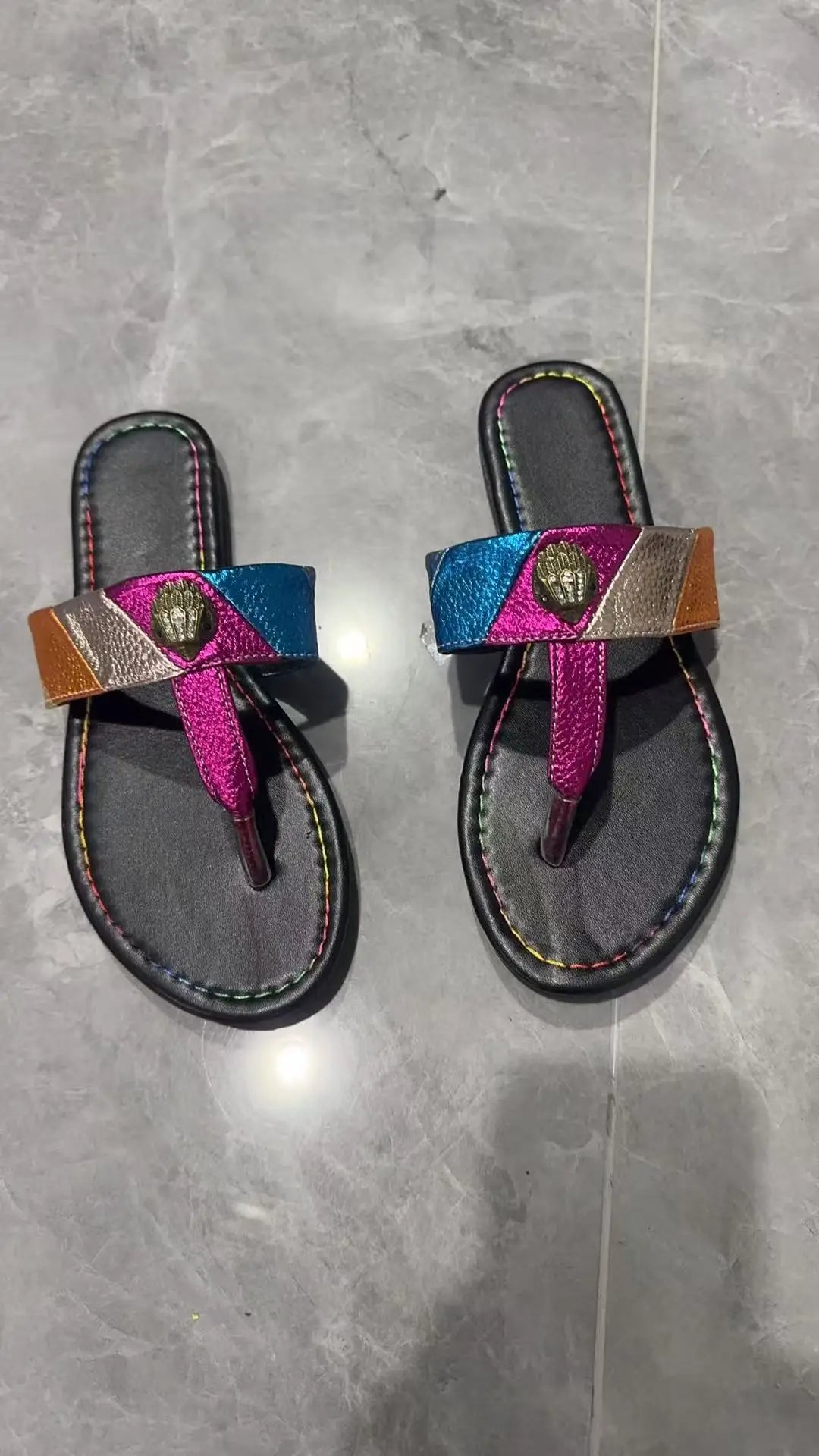 Colorful Eagle Head Slippers Large Size Thick Bottom Beach Women's Sandals Comfortable Breathable Summer Slip-On Shoes