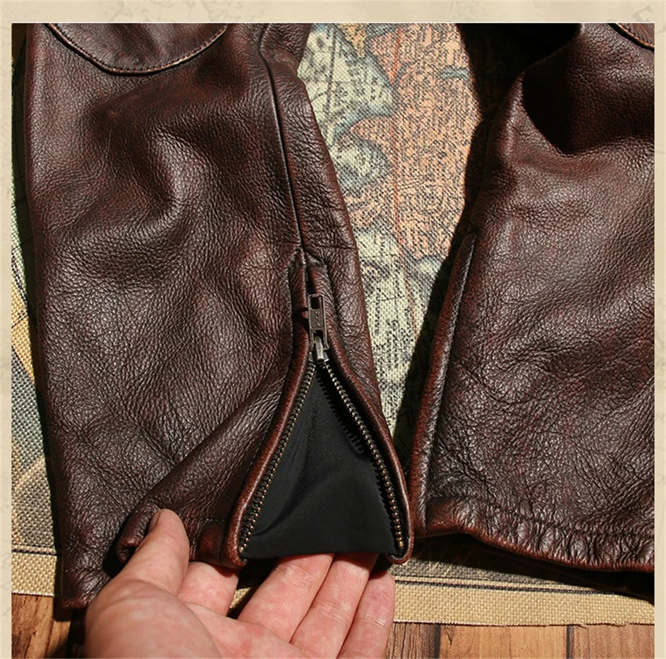 Retro Black Winter Leather Trousers Men Vintage Style Genuine Natural Cowhide Can Add Motorcycle Protection Device Leather Pants