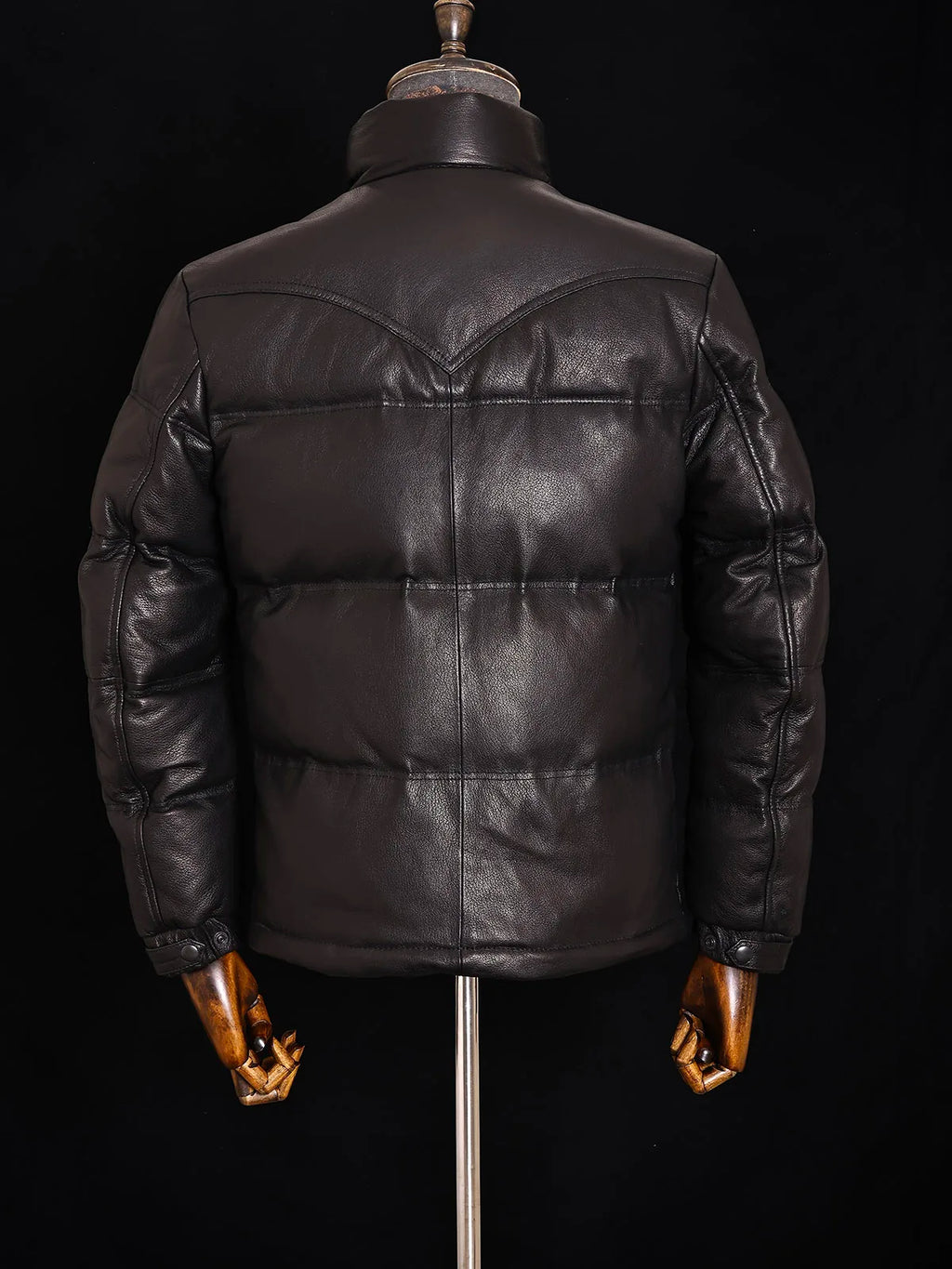 Black Winter Leather Jacket Men Retro Style Plus Size 5XL Genuine Natural Sheepskin Stand Collar Thick Warm Down Coat