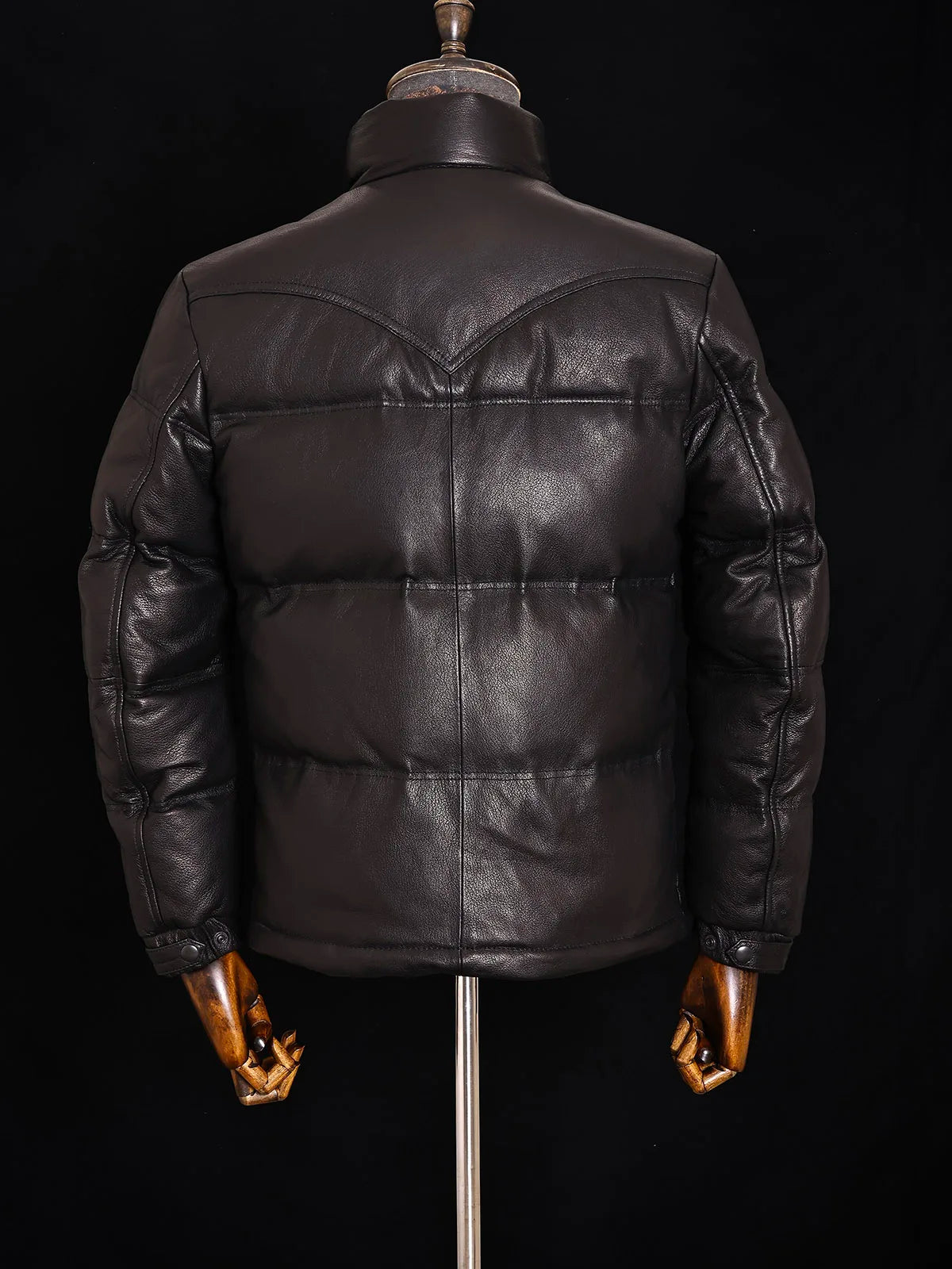 Black Winter Leather Jacket Men Retro Style Plus Size 5XL Genuine Natural Sheepskin Stand Collar Thick Warm Down Coat