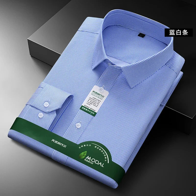 Quality Anti-Wrinkle Men Shirt Long Sleeves Dress Shirts For Men Slim Fit Camisa Social Business White Office Shirt  5XL