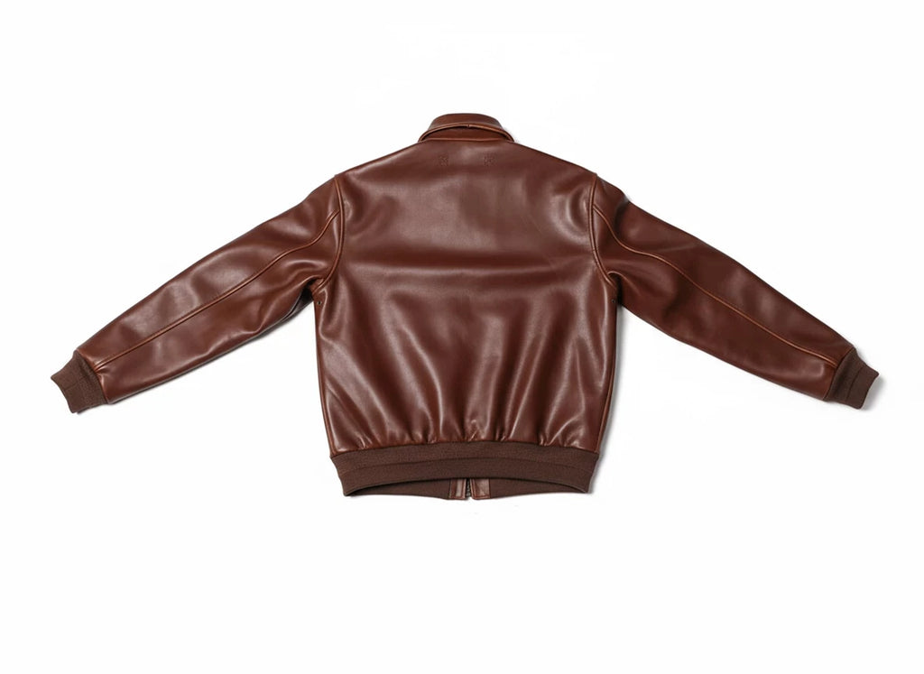 Brown Winter Leather Jacket Men Military Style Plus Size 5XL Genuine Natural Cowhide Turn-Down Collar Retro A2 Flight Coat