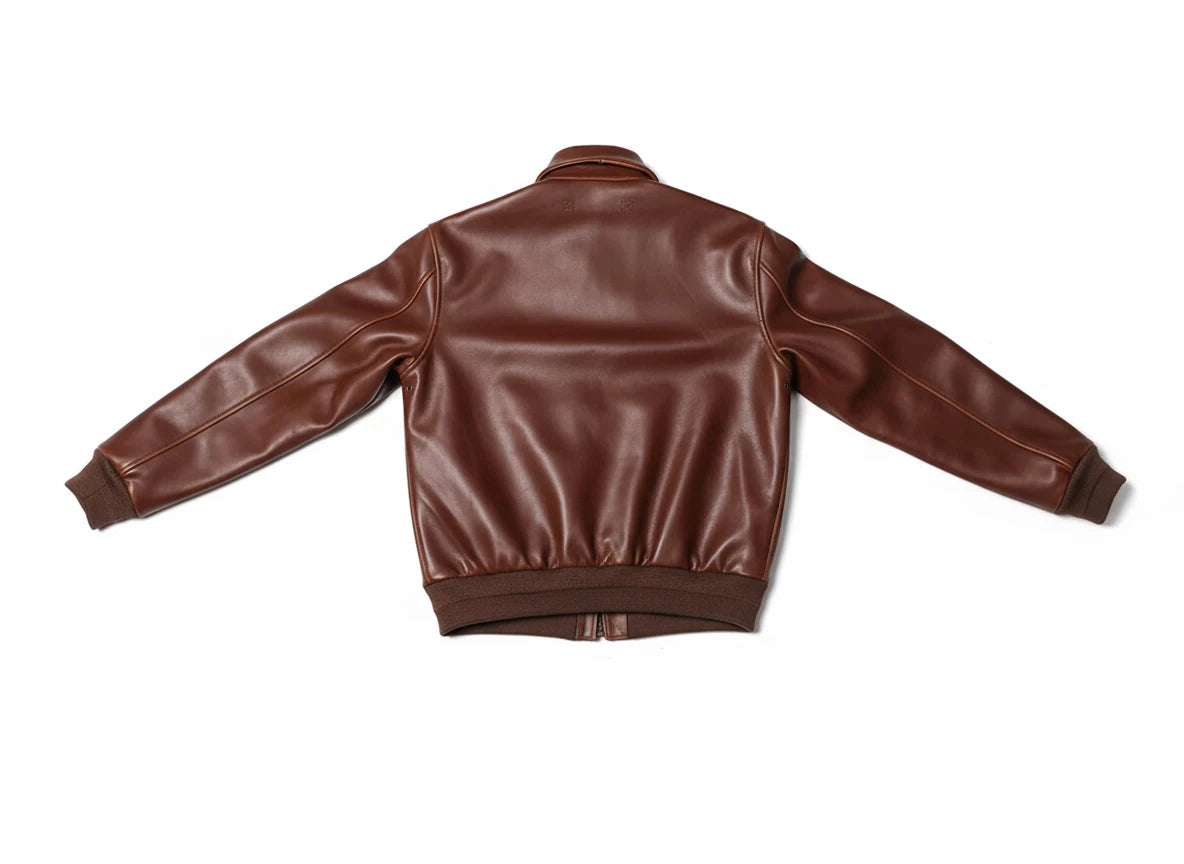 Brown Winter Leather Jacket Men Military Style Plus Size 5XL Genuine Natural Cowhide Turn-Down Collar Retro A2 Flight Coat