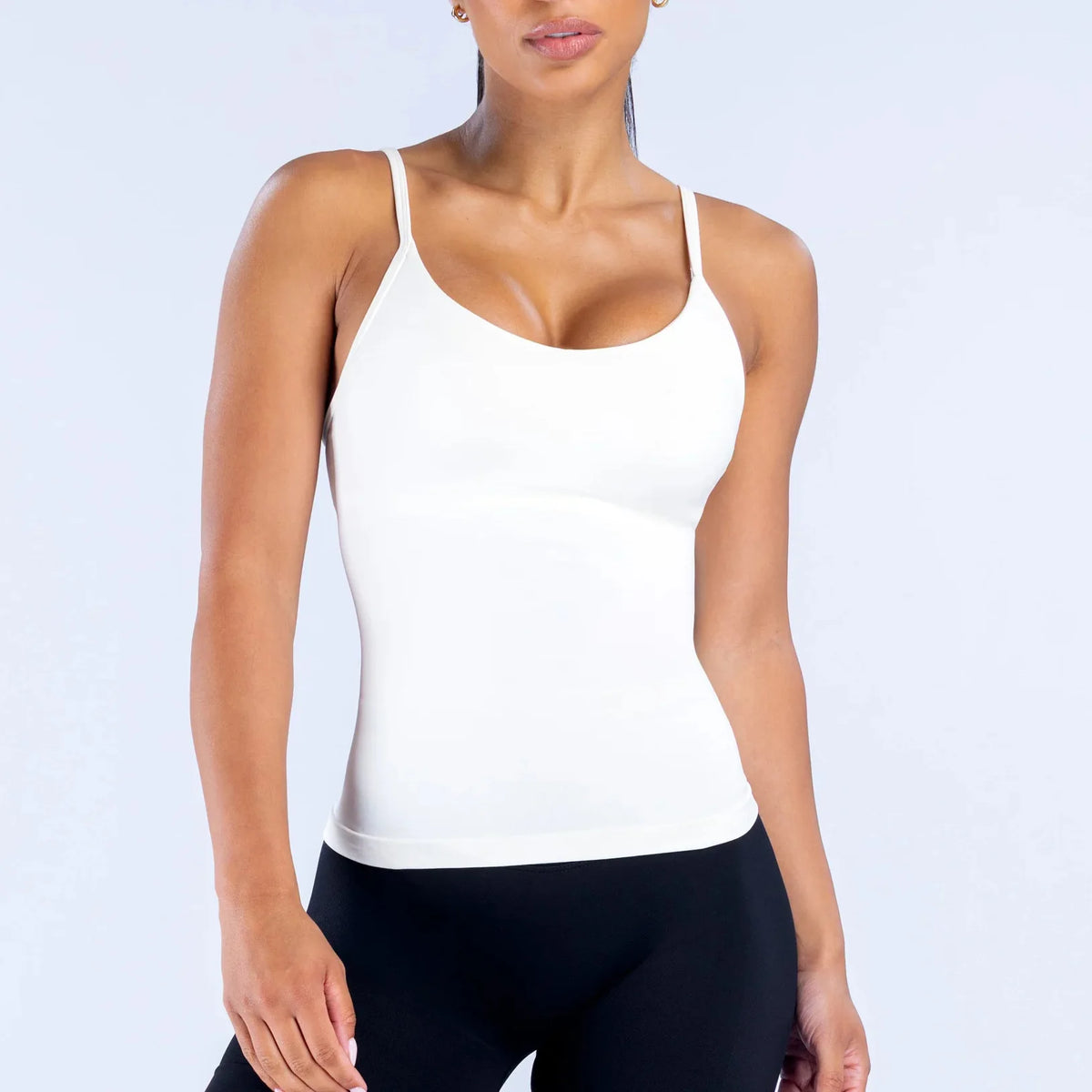 DFYNE New Seamless Yoga Vest U-Neck Thin Strap Fitness Sports Bralette Slim Fit Breathable Nylon Spandex Tank Top for Women