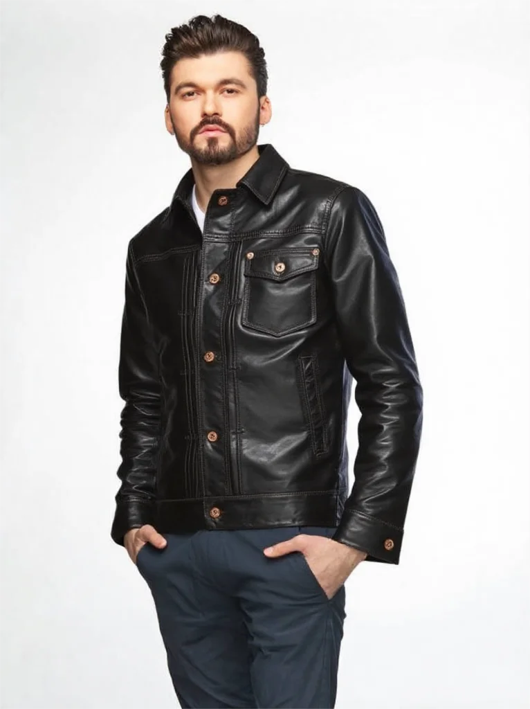 Black Autumn Leather Jacket Men Vintage Style Plus Size 5XL Genuine Natural Cowhide Turn-Down Collar Single Breasted Coat