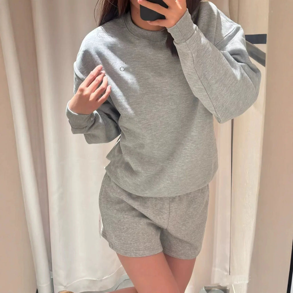 Pure Cotton Sweatshirt round Neck Casual Sporty Versatile Autumn Winter New Style Couple's Letter Print Comfortable Fit Hoodie