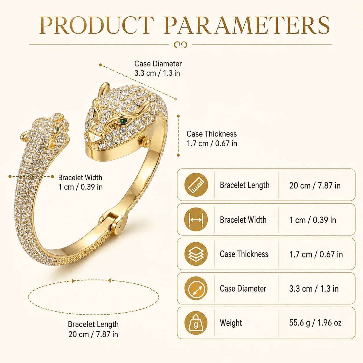 Ladies Luxury Leopard Head Bracelet Watch, Hidden Dial Gold Crystal Bracelet Watch, Ladies Elegant Gift