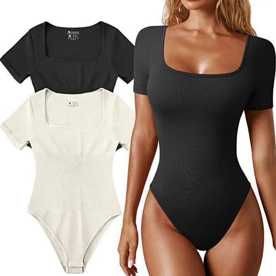 Summer 2026 Women's Yoga One-Piece Exercise Sportswear Short Sleeve Ribbed Ultra-Short Length Solid Color Fashionable Elegant