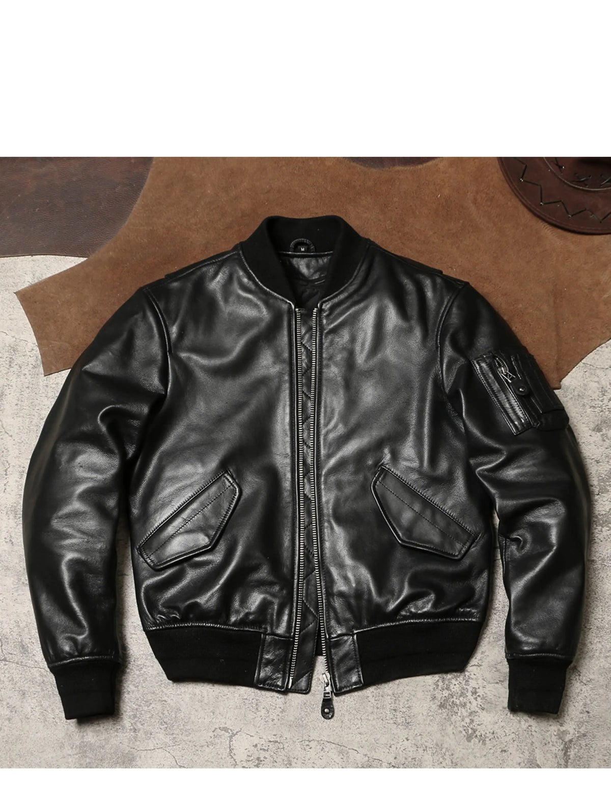 Black Winter Leather Jacket Men Military Style Plus Size 5XL Genuine Natural Sheepskin Thick Warm MA1 Flight Leather Coat