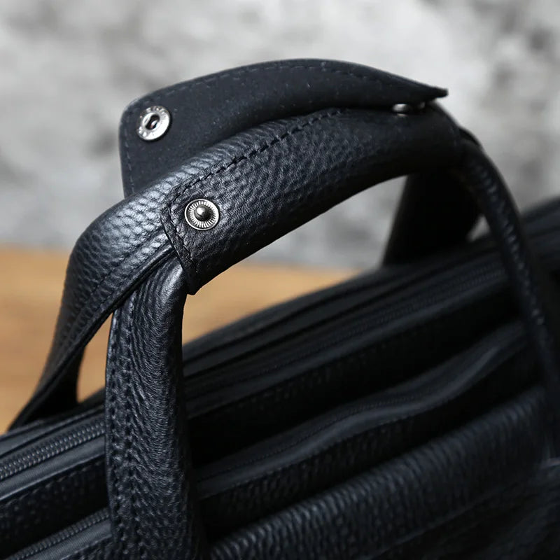 Fashion Leather Men Briefcase Top Layer Cowhide Business Handbag Casual Shoulder Messenger Bag for 15 Inch Laptop Bag NZPJ