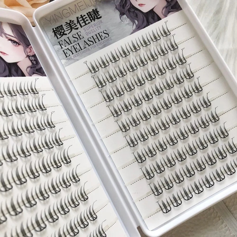Korean Style U-Shaped Fake Eyelashes Heart Tail End Girls Group Soft Age-Reducing Natural Looking Fiber Material for Ordinary...