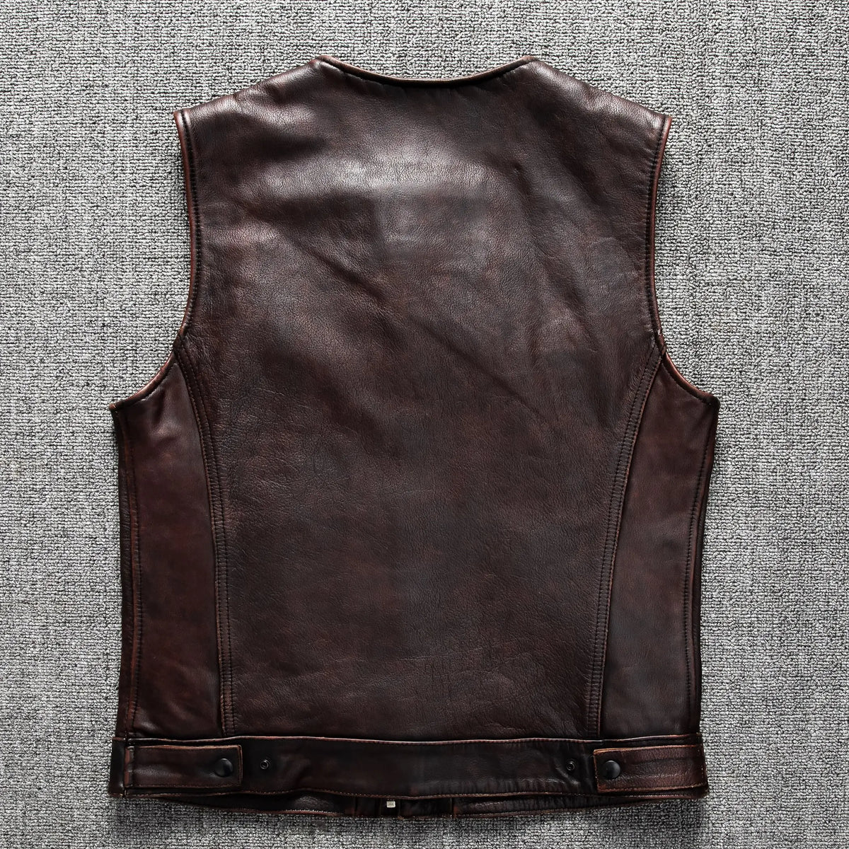 Red Brown Spring Leather Vest Men Retro Style Plus Size 6XL Genuine Natural Cowhide O-Neck Collar Slim Fit Short Sleeveless Coat