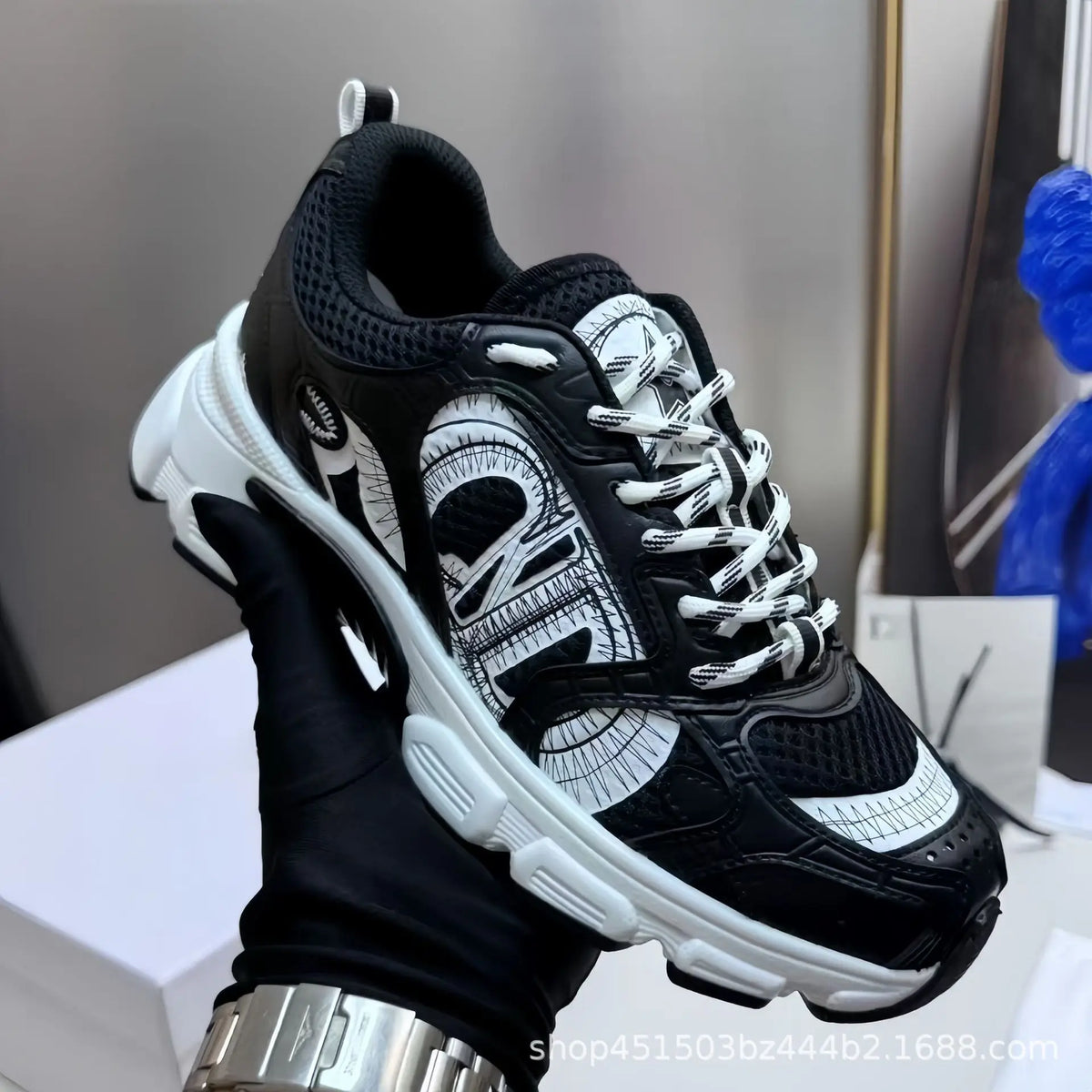 2025 New D Home B30 Tech Sports Mesh Dad Running Shoes with Laces Olympic Star Net Shoes Unisex Summer Dry Hollow out Sneakers