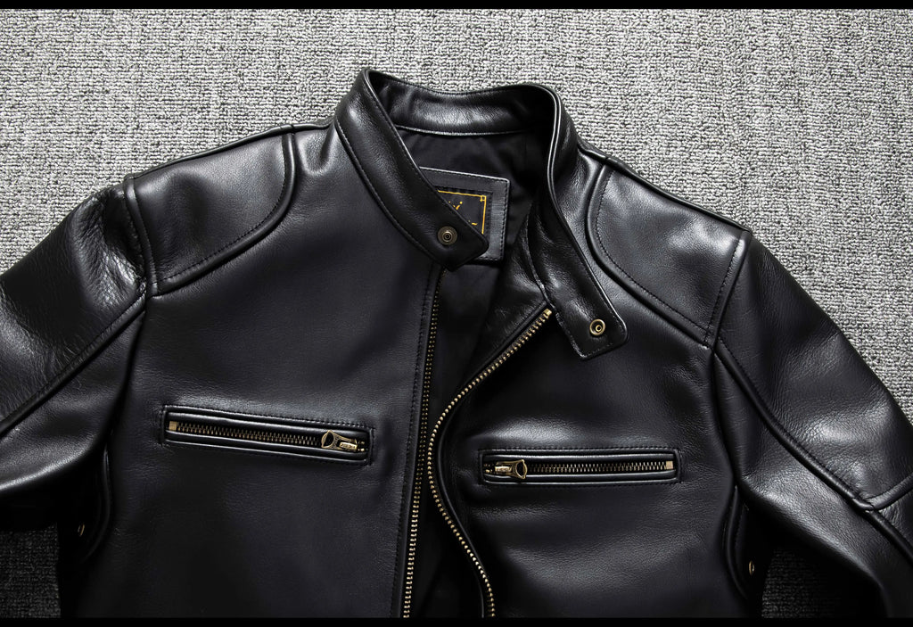 Black Autumn Leather Jacket Men Retro Style Plus Size 6XL Genuine Natural Cowhide Stand Collar J100 Motorcycle Sports Coat