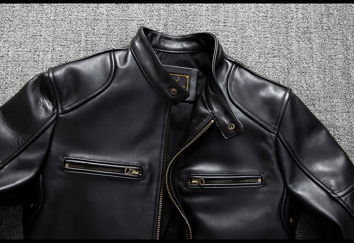 Black Autumn Leather Jacket Men Retro Style Plus Size 6XL Genuine Natural Cowhide Stand Collar J100 Motorcycle Sports Coat