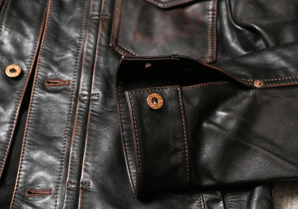 Black Autumn Leather Jacket Men Vintage Style Plus Size 5XL Genuine Natural Cowhide Turn-Down Collar Single Breasted Coat