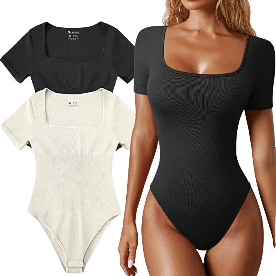 Summer 2026 Women's Yoga One-Piece Exercise Sportswear Short Sleeve Ribbed Ultra-Short Length Solid Color Fashionable Elegant