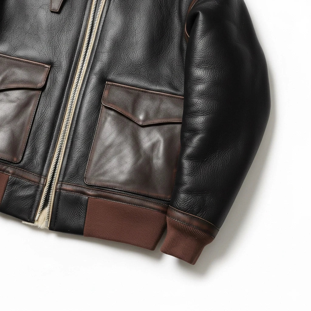 Black Winter Shearling Jacket Men Military Style Plus Size 4XL Genuine Natural Thick Sheepskin Turn-Down Collar A2 Flight Coat