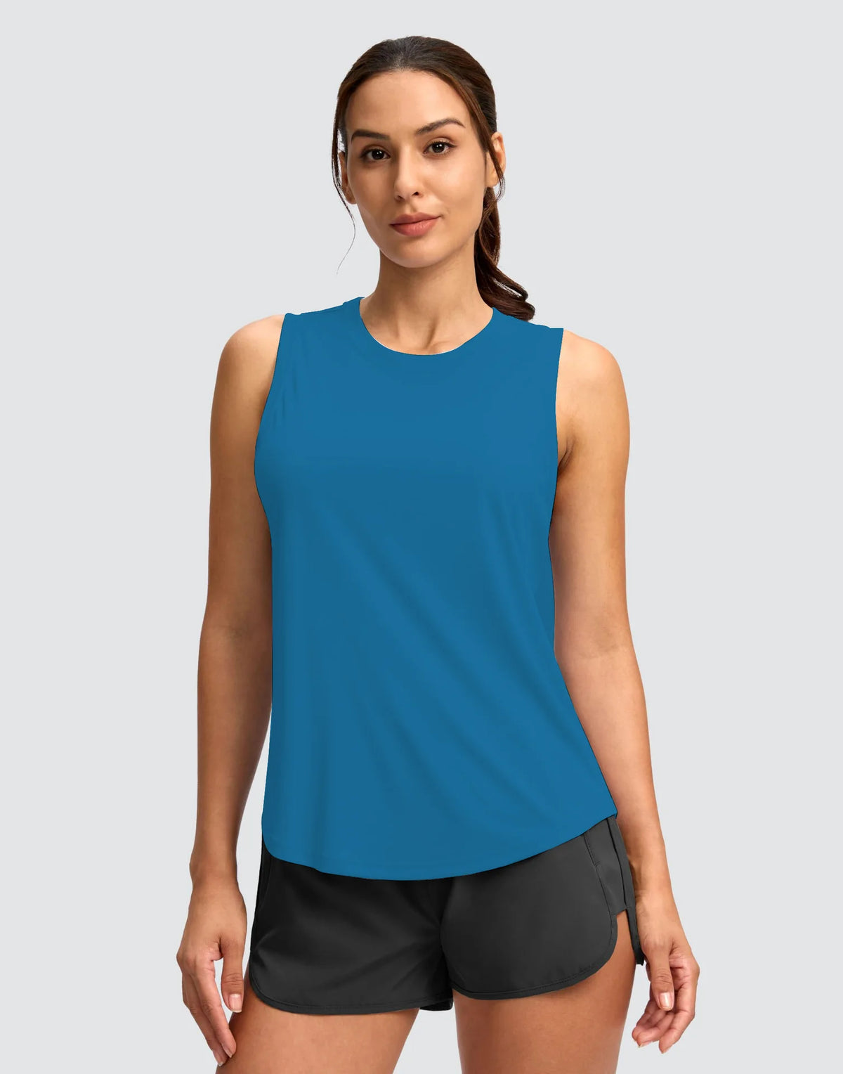 Women's Sleeveless Sports Top Quick Dry Breathable Running Vest Yoga Tennis Cross-Border Sports Tank Top Nylon Fabric