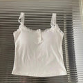 plus Size Lace Insert Camisole Tank Top with Chest Pad Inner Wear Outerwear Design Sense Bottoming Vest Big Size Women