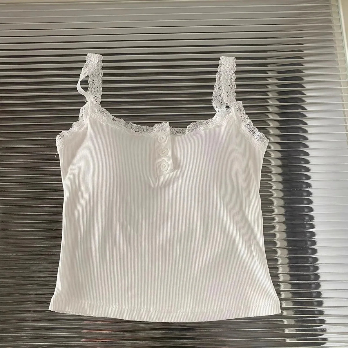 plus Size Lace Insert Camisole Tank Top with Chest Pad Inner Wear Outerwear Design Sense Bottoming Vest Big Size Women
